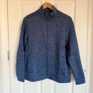 Women’s Lands End Blue Heathered Full-Zip Sweater Fleece Jacket Size M 10-12